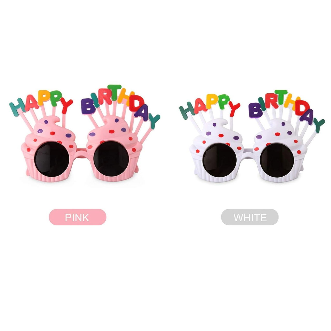 Ochelari Happy Birthday, Flippy, Tematica Aniversare, Protectie Soare, din Plastic, Model Prajiturele, 18.5x11.5 cm, Roz [4]