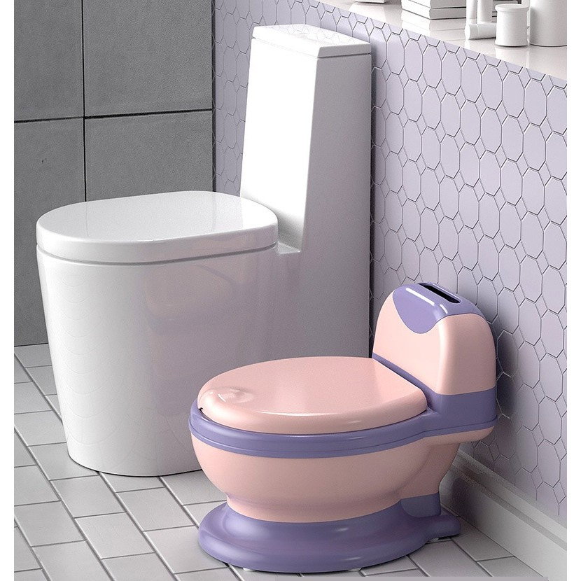 Olita Bebelusi, Flippy, pentru Copii 1 - 8 Ani, Model Toaleta Adulti, Colac Moale PVC, Compartiment Detasabil, Cutie Depozitare Hartie, 34 x 32 x 19 cm, Roz/Mov [2]