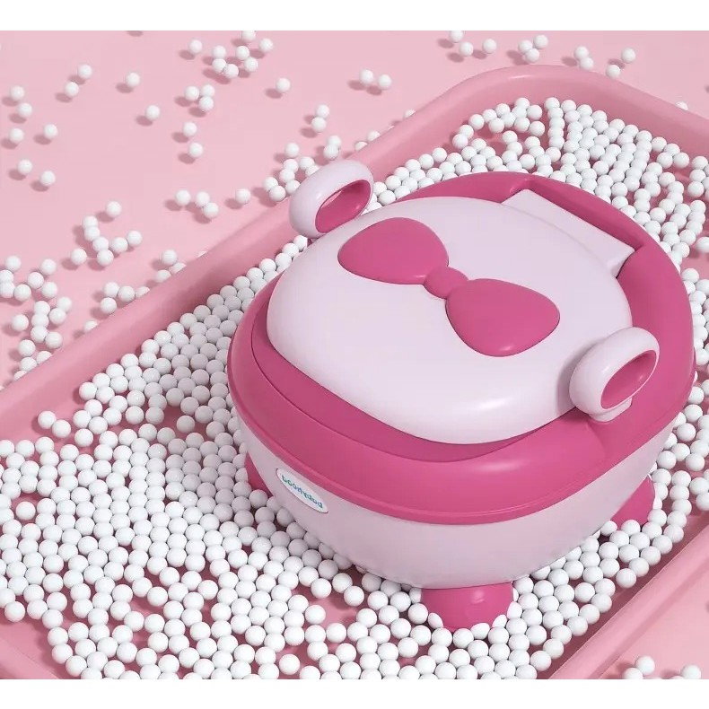 Olita pentru Copii, Flippy, +1an, Portabila, Design cu Fundita, cu Capac, Model Prietenos, Non-Toxic, Compartiment Detasabil, cu Manere, cu 4 Picioare, Usor de Curatat, 46*33*32 cm, Roz [7]