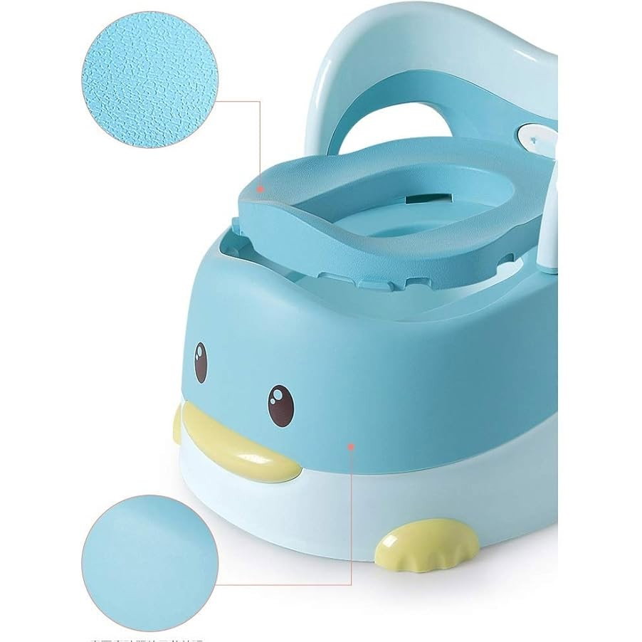 Olita pentru Copii, Flippy, +6 luni, Detasabila, cu Capac, Antiderapanta, din Plastic, Colac Moale, Model Ratusca, 38x32x30 cm, Albastru [5]