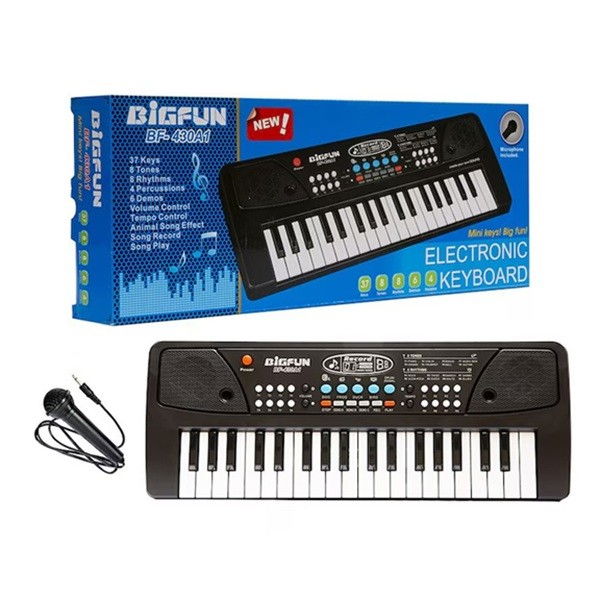 Orga Electronica cu Microfon, Flippy, 37 Chei, din Plastic, Efecte Muzicale, Inregistrare Sunet, 43 x 16 x 5.4 cm, Negru [4]