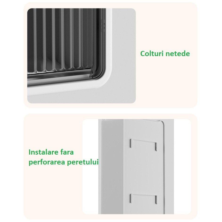Organizator Cosmetice, Flippy, Montare pe Perete fara Perforare, 36.5x10.9x20 cm, din PP si ABS, Alb-Negru, Usa Transparenta [6]