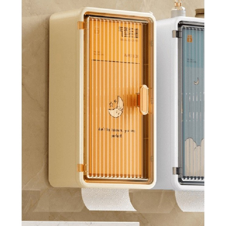 Organizator Cosmetice, Flippy, Montare pe Perete fara Perforare, 36.5x10.9x20 cm, din PP si ABS, Bej, Usa Transparenta [4]