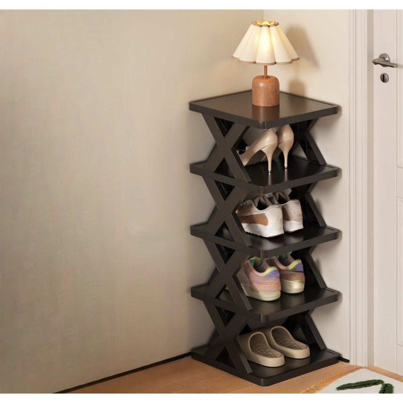 Organizator de Pantofi, Flippy, 5 Straturi, din ABS, Suport Modular, 65.5 x 24 x 26 cm, Negru [3]