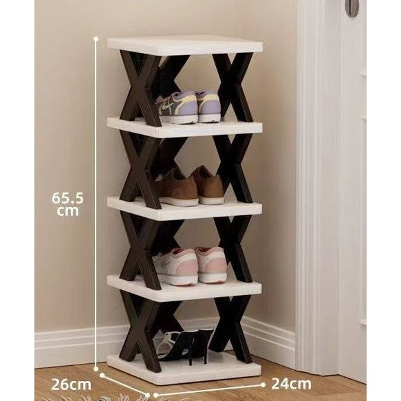 Organizator de Pantofi, Flippy, 5 Straturi, din ABS, Suport Modular, 65.5 x 24 x 26 cm, Negru/Alb [2]