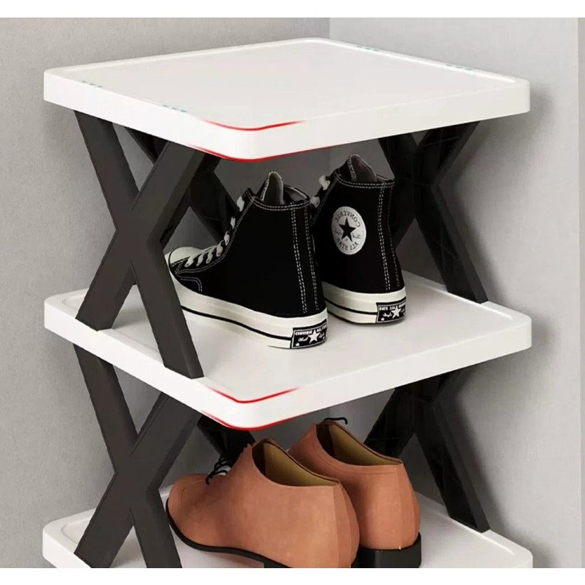 Organizator de Pantofi, Flippy, 5 Straturi, din ABS, Suport Modular, 65.5 x 24 x 26 cm, Negru/Alb [3]