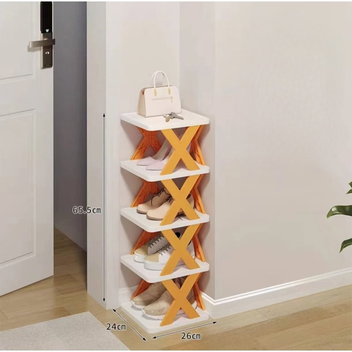 Organizator de Pantofi, Flippy, 5 Straturi, din ABS, Suport Modular, 65.5 x 24 x 26 cm, Portocaliu [2]