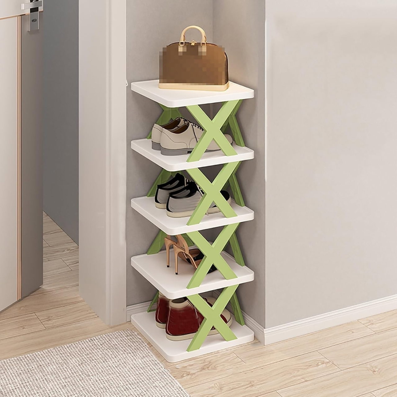 Organizator de Pantofi, Flippy, 5 Straturi, din ABS, Suport Modular, 65.5 x 24 x 26 cm, Verde [5]