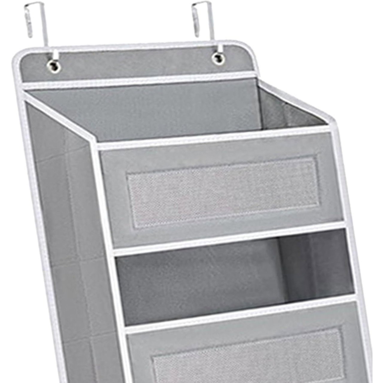 Organizator Suspendat pentru Usi, Flippy, din Nailon si Plasa, Baza de Carton Ingrosat, 5 Buzunare Principale + 5 Buzunare Laterale, 146 x 40 x 17 cm, 2 Carlige Incluse, Gri [2]
