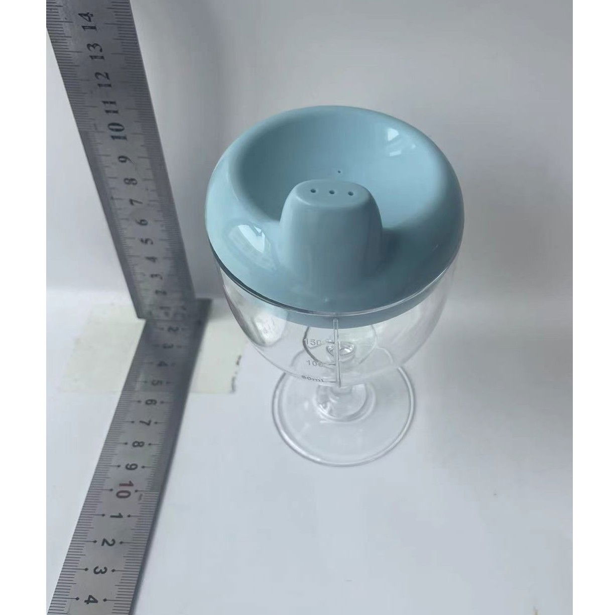 Pahar din Plastic Transparent cu Picior, Flippy, pentru Copii, 14 x 7.7 cm, cu Cioc Antiscurgere, + 3 Ani, Fara Maner, Albastru [6]