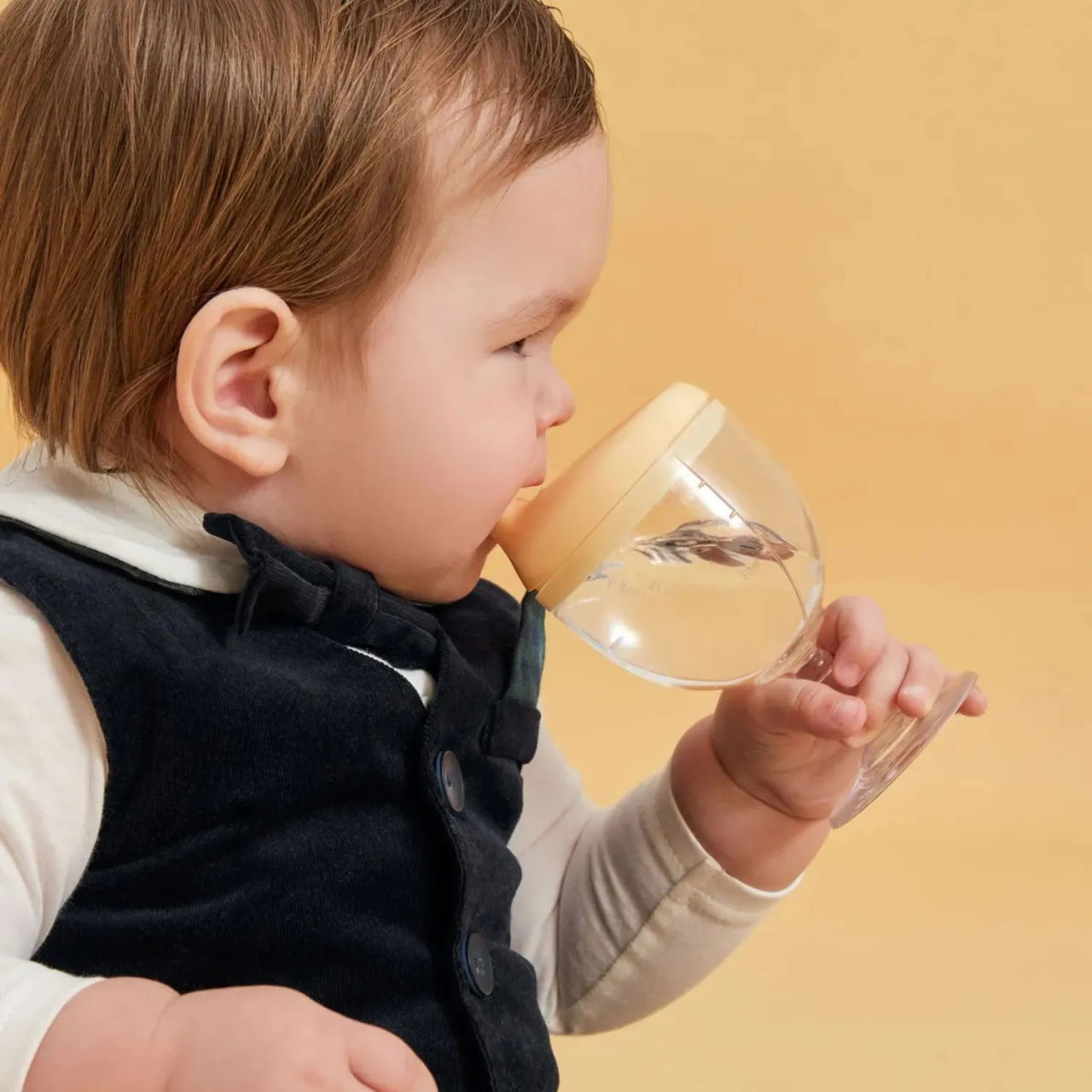 Pahar din Plastic Transparent cu Picior, Flippy, pentru Copii, 14 x 7.7 cm, cu Cioc Antiscurgere, + 3 Ani, Fara Maner, Galben [6]