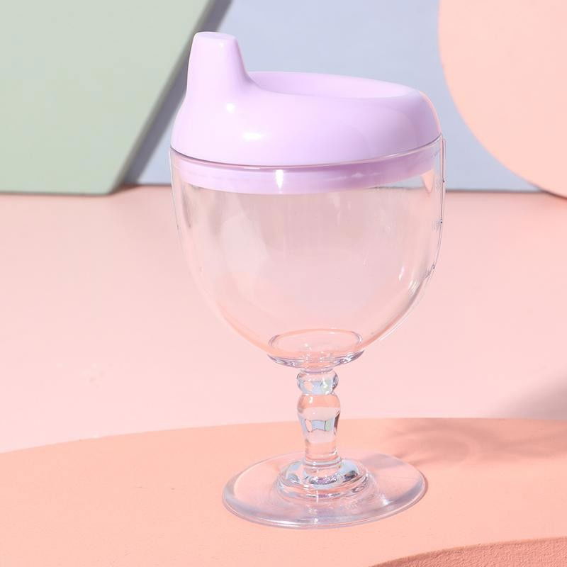 Pahar din Plastic Transparent cu Picior, Flippy, pentru Copii, 14 x 7.7 cm, cu Cioc Antiscurgere, + 3 Ani, Fara Maner, Mov [7]