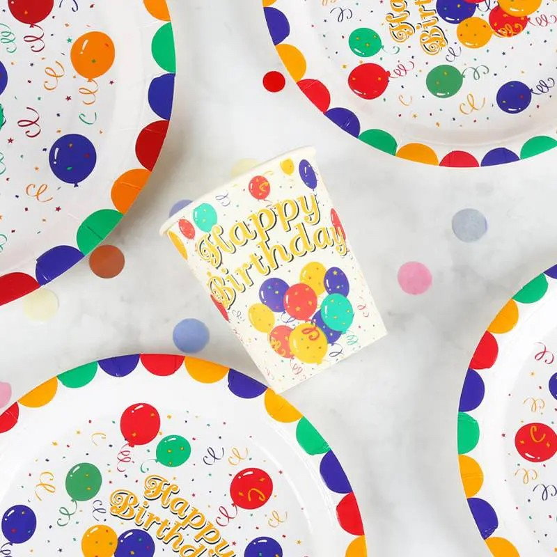 Pahare Cartonate pentru Petreceri, Flippy, Set 10 Pahare Cartonate pentru Zile de Nastere si Aniversari, Model HAPPY BIRTHDAY, 230 ml, 8.6 x 7.5 cm, Multicolor [3]