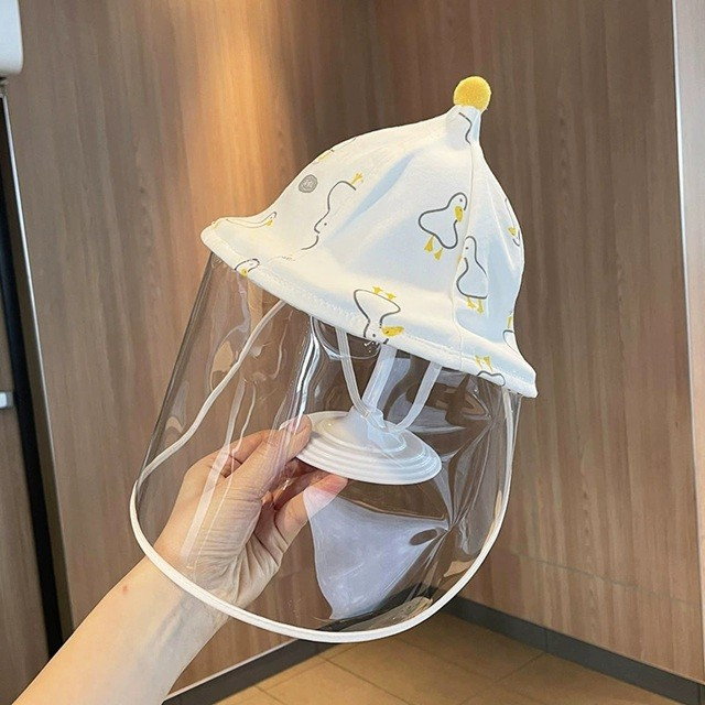 Palarie de Protectie pentru Bebelusi, Flippy, Model Ratuste, Pescareasca, de Primavara si Toamna, cu Masca si Fermoar, 45 cm, pentru 3-6 Luni, Alb [4]