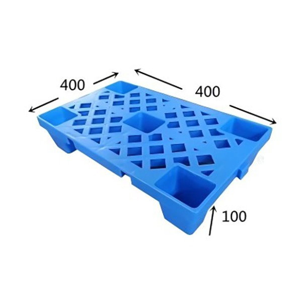 Palet de Transport, Flippy, 40 x 40 x 10 cm, din Plastic durabil, Palet pentru Stivuitor in Depozit, Rezistent la Umiditate, Grila Ingrosata, 5 Picioare, Albastru  [2]