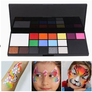 Paleta 18 Culori Vopsea de Fata, Flippy, Activare cu Apa, 18 x 8 x 1.4 cm, Multicolor [4]