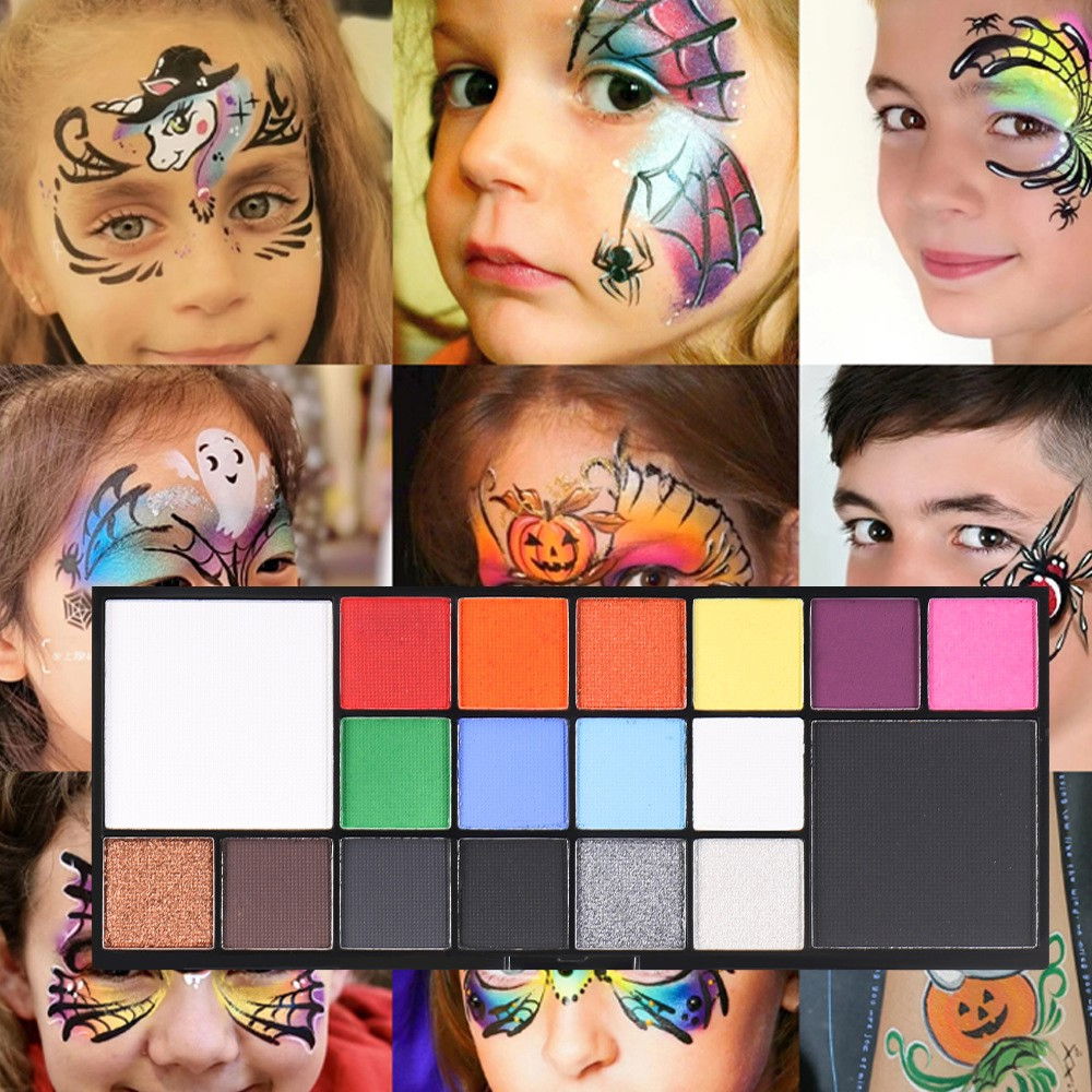 Paleta 18 Culori Vopsea de Fata, Flippy, Activare cu Apa, 18 x 8 x 1.4 cm, Multicolor [6]