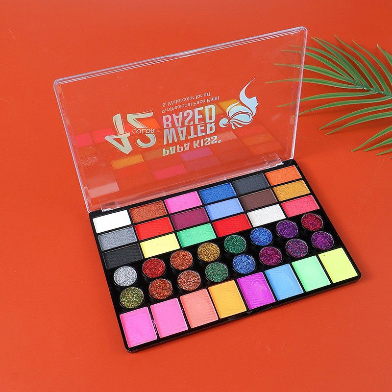 Paleta 42 Culori Vopsea de Fata, Flippy, Pigment Fosforescent, Activare cu Apa, 20 x 14 x 1.6 cm, Multicolor [5]