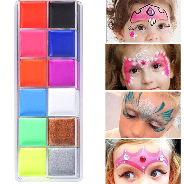 Paleta de Vopsea pentru Fata si Corp, Flippy, 12 Culori, Vopsea pe Baza de Ulei, 5.7 x 16 x 1 cm, Multicolor [3]