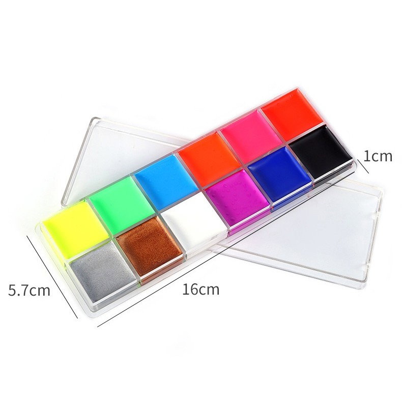 Paleta de Vopsea pentru Fata si Corp, Flippy, 12 Culori, Vopsea pe Baza de Ulei, 5.7 x 16 x 1 cm, Multicolor [2]