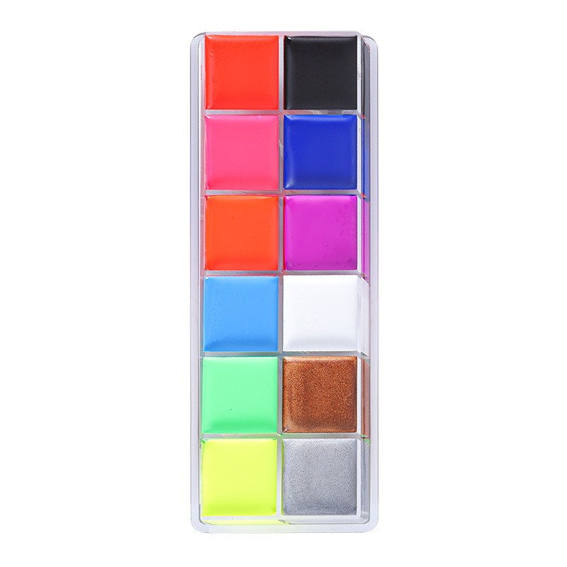 Paleta de Vopsea pentru Fata si Corp, Flippy, 12 Culori, Vopsea pe Baza de Ulei, 5.7 x 16 x 1 cm, Multicolor [4]