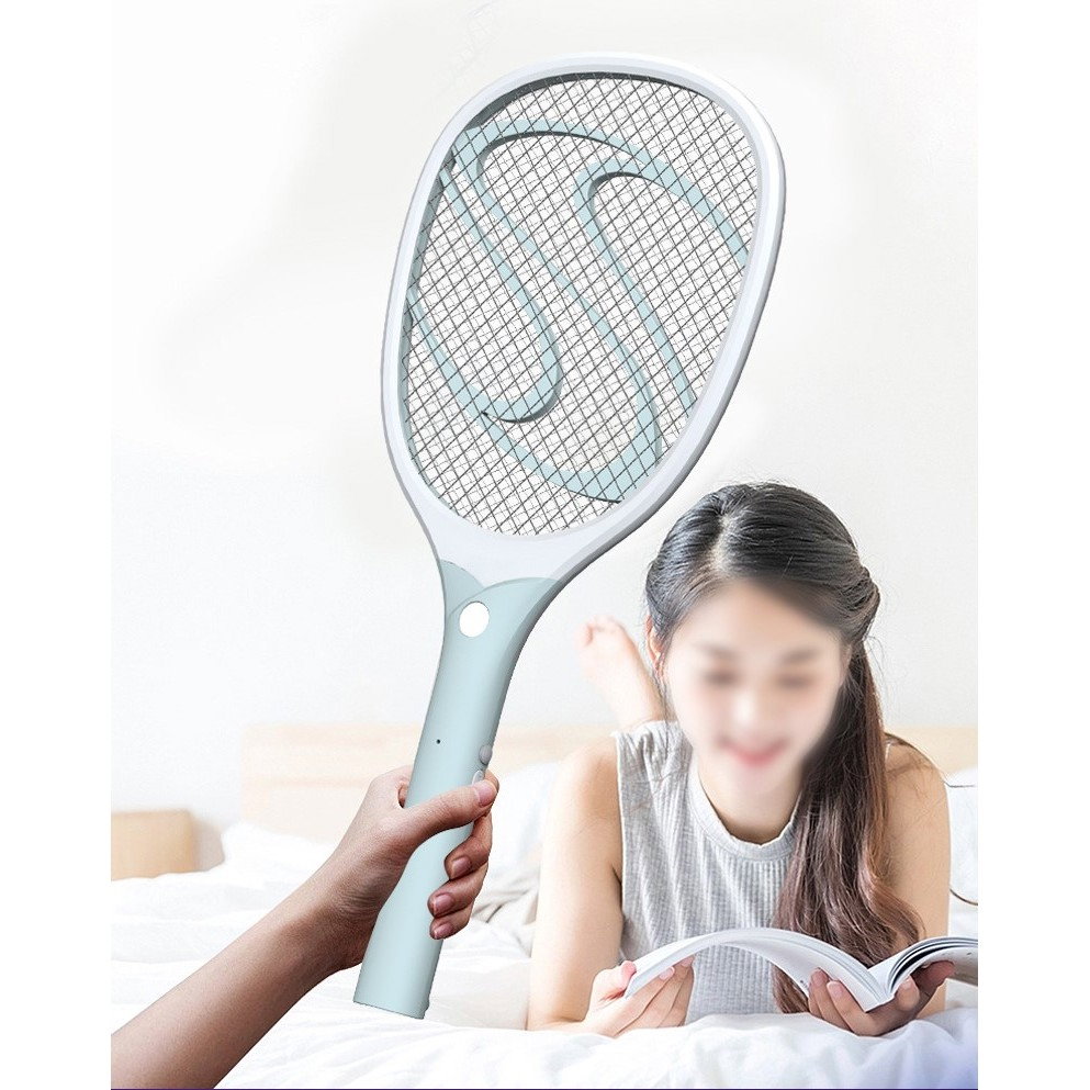 Paleta Electrica pentru Tantari, Muste sau Insecte LED, Flippy, Reincarcabila, Incarcare USB, Plastic, Casa si Gradina, Anti-insecte, Alb-Albastru [6]