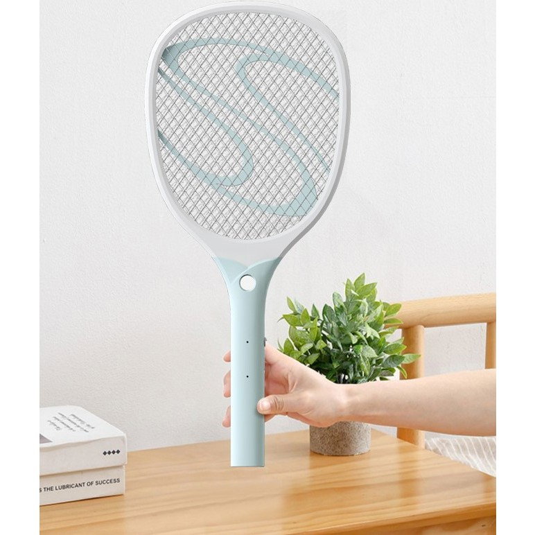 Paleta Electrica pentru Tantari, Muste sau Insecte LED, Flippy, Reincarcabila, Incarcare USB, Plastic, Casa si Gradina, Anti-insecte, Alb-Albastru [8]