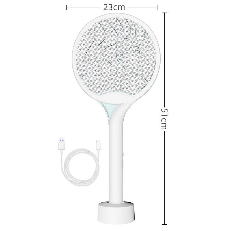 Paleta Electrica pentru Tantari, Muste si Tantari 2in1, Flippy, Reincarcabila, Incarcare USB, 2600V, Plastic, Casa si Gradina, Anti-insecte, Stand, 23x51 cm, Alb [2]