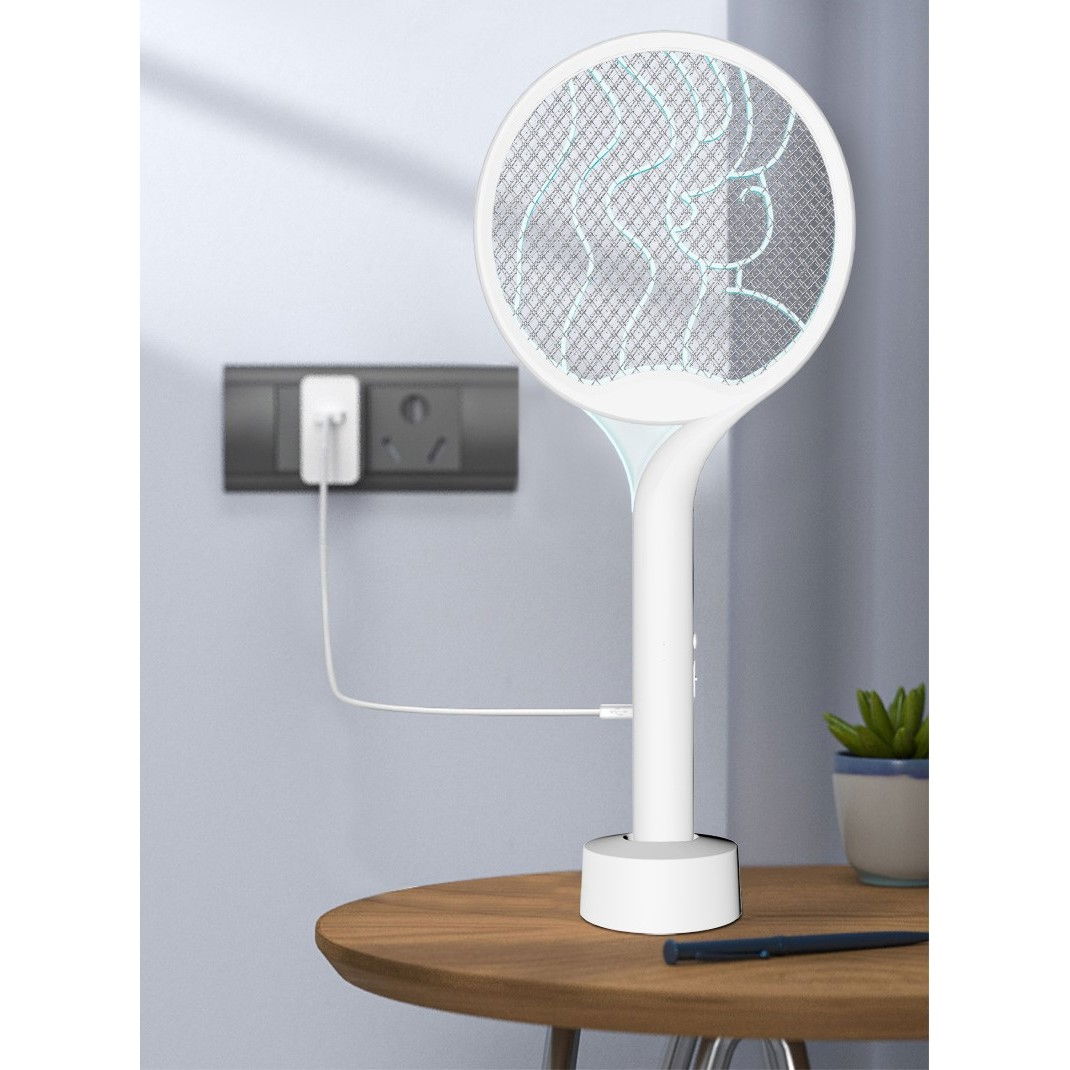 Paleta Electrica pentru Tantari, Muste si Tantari 2in1, Flippy, Reincarcabila, Incarcare USB, 2600V, Plastic, Casa si Gradina, Anti-insecte, Stand, 23x51 cm, Alb [3]