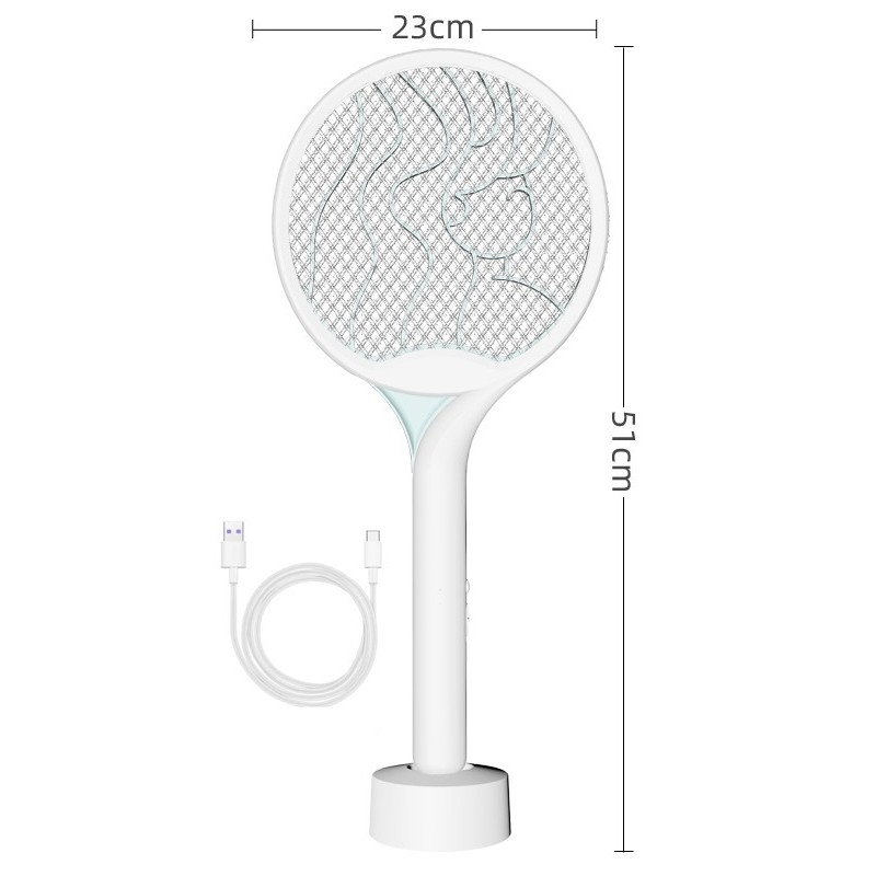 Paleta Electrica pentru Tantari, Muste si Tantari 2in1, Flippy, Reincarcabila, Incarcare USB, 2600V, Plastic, Casa si Gradina, Anti-insecte, Stand, 23x51 cm, Alb [2]
