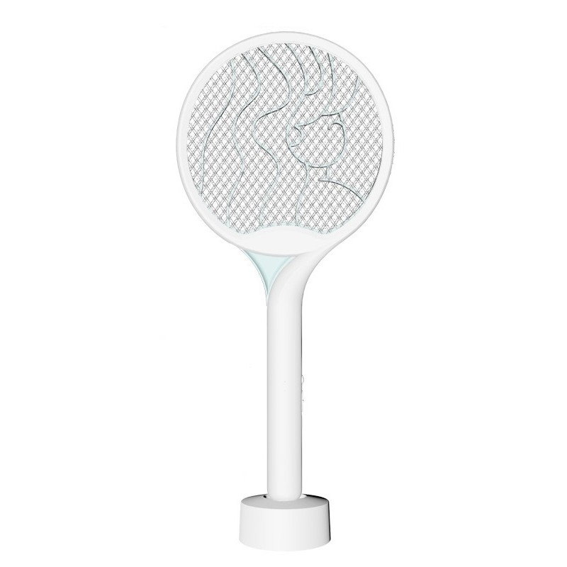 Paleta Electrica pentru Tantari, Muste si Tantari 2in1, Flippy, Reincarcabila, Incarcare USB, 2600V, Plastic, Casa si Gradina, Anti-insecte, Stand, 23x51 cm, Alb [1]