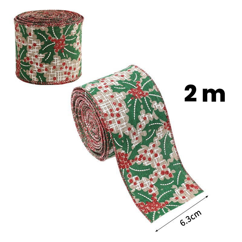 Panglica Decorativa pentru Craciun, Flippy, Ornament pentru Brad de Craciun, Pretreceri, Panglica cu Design Brad de Craciun, 200 x 6.3 cm, Khaki  [3]