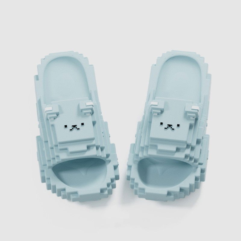 Papuci Casual pentru Adolescenti, Flippy, Model Unisex de Forma Pixel, Rezistenti Usori si Moi din Spuma EVA Antiderapanti, Marime 36-37, Albastru deschis [2]