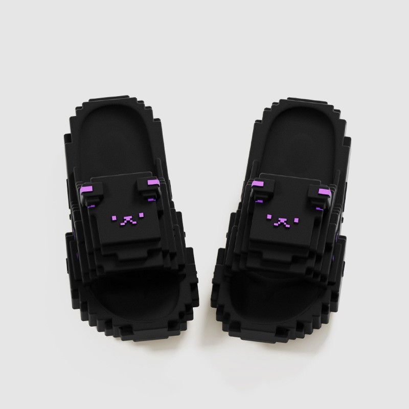 Papuci Casual pentru Adolescenti, Flippy, Model Unisex de Forma Pixel, Rezistenti Usori si Moi din Spuma EVA Antiderapanti, Marime 38-39, Negru [2]