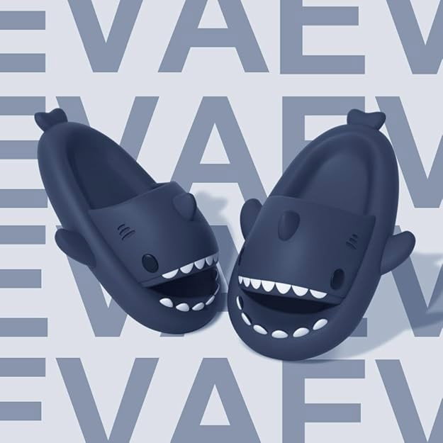 Papuci Tip Rechin, Flippy, Unisex, din Spuma EVA, Talpa Groasa Antiderapanta, Rezistenti la Uzura, Marime 36-37, Albastru Inchis [2]