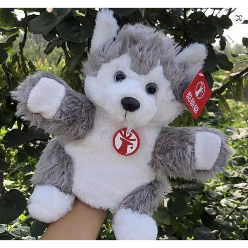 Papusa de Mana pentru Teatru de Papusi, Flippy, din Plus, 25 x 10 x 8 cm, Model Husky, Gri [3]