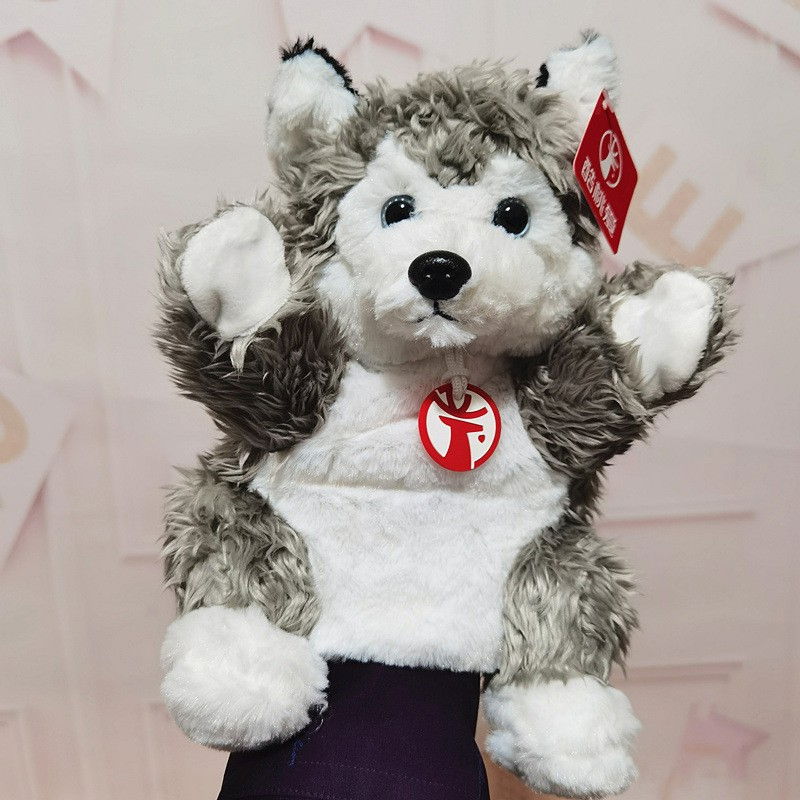 Papusa de Mana pentru Teatru de Papusi, Flippy, din Plus, 25 x 10 x 8 cm, Model Husky, Gri [4]