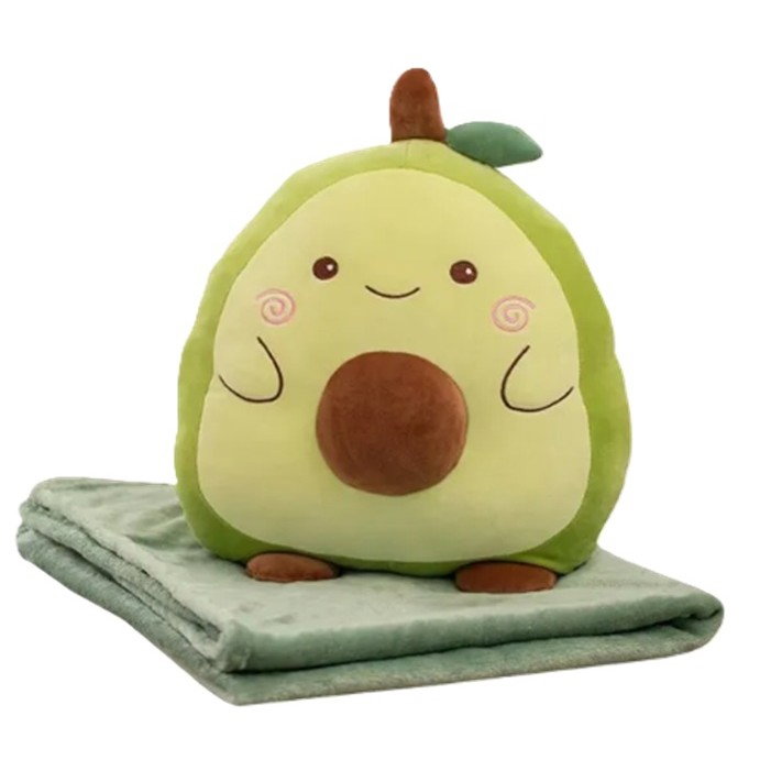 Patura 2in1 pentru Pat sau Canapea, Flippy, Model Jucarie Avocado cu Spatiu de Depozitare Patura, Microfibra, 1x1.7 m, Verde [2]