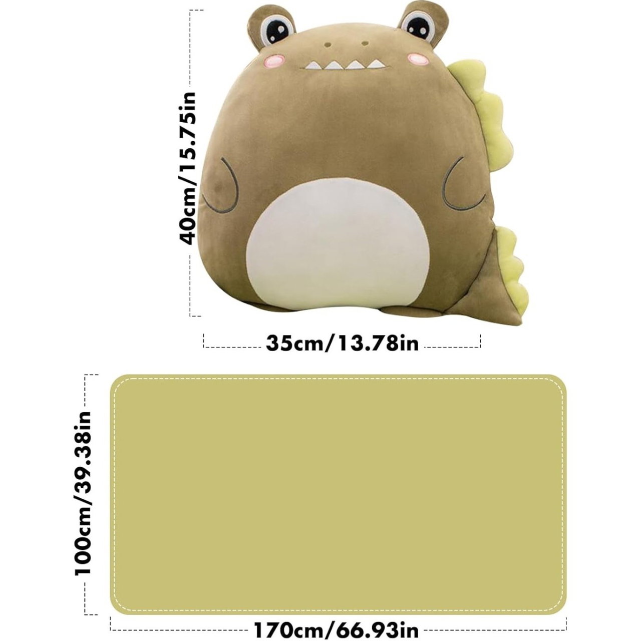 Patura 2in1 pentru Pat sau Canapea, Flippy, Model Jucarie Crocodil cu Spatiu de Depozitare Patura, Microfibra, 1x1.7 m, Verde [3]