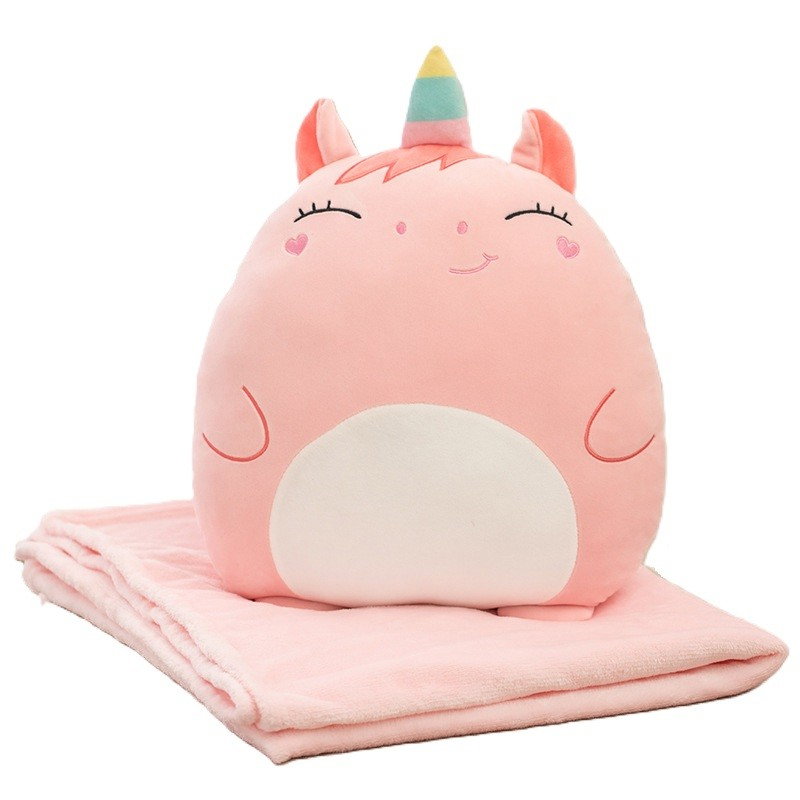 Patura 2in1 pentru Pat sau Canapea, Flippy, Model Jucarie Unicorn cu Spatiu de Depozitare Patura, Microfibra, 1x1.7 m, Roz [1]