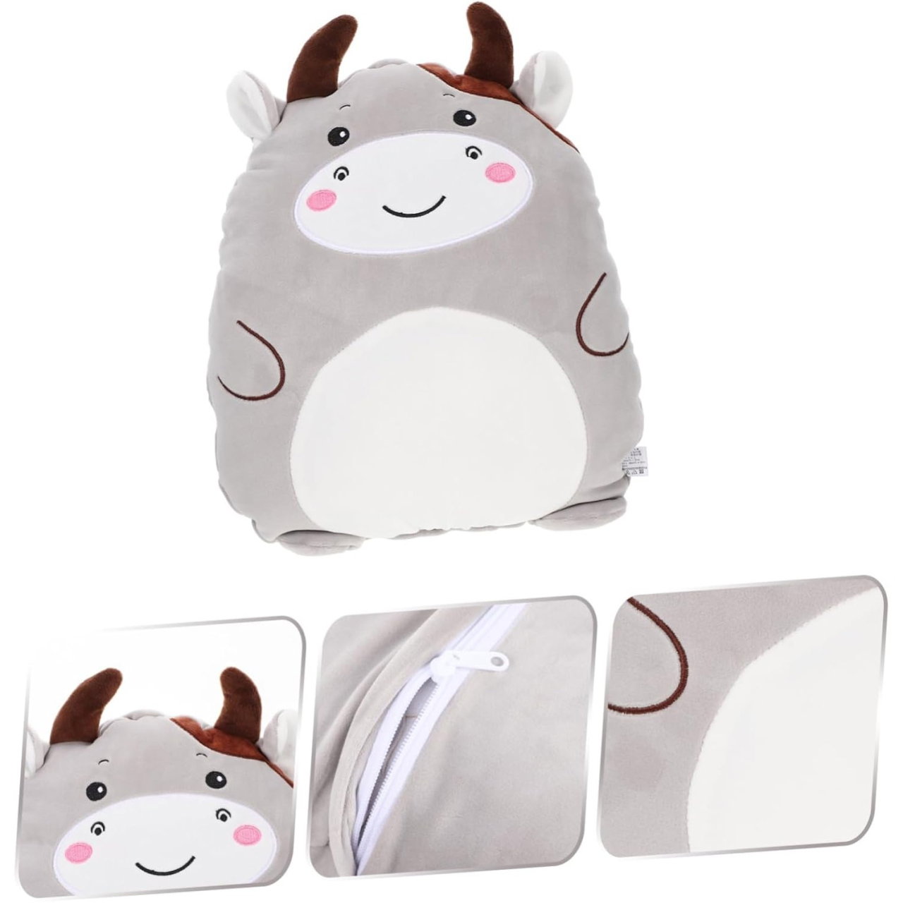 Patura 2in1 pentru Pat sau Canapea, Flippy, Model Jucarie Vacuta cu Spatiu de Depozitare Patura, Microfibra, 1x1.7 m, Gri [2]