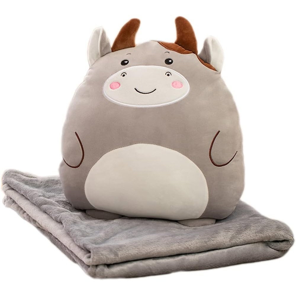 Patura 2in1 pentru Pat sau Canapea, Flippy, Model Jucarie Vacuta cu Spatiu de Depozitare Patura, Microfibra, 1x1.7 m, Gri [1]