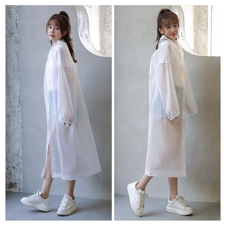 Pelerina de Ploaie, Flippy, pentru Adulti 150-180 cm, din EVA, Impermeabila, Rezistenta la Vant, Inchidere cu Capse, 140 g, Alb [3]