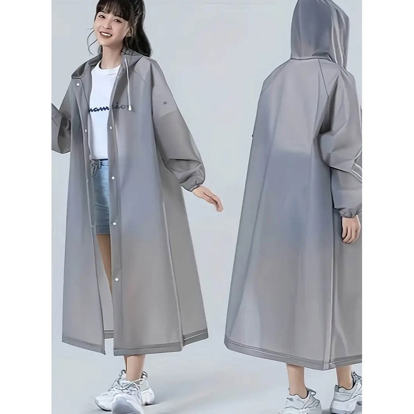 Pelerina de Ploaie, Flippy, pentru Adulti 150-180 cm, din EVA, Impermeabila, Rezistenta la Vant, Inchidere cu Capse, 140 g, Gri [7]