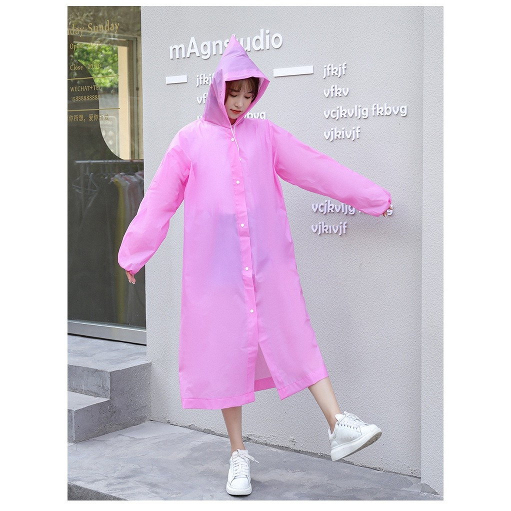 Pelerina de Ploaie, Flippy, pentru Adulti 150-180 cm, din EVA, Impermeabila, Rezistenta la Vant, Inchidere cu Capse, 140 g, Roz [5]