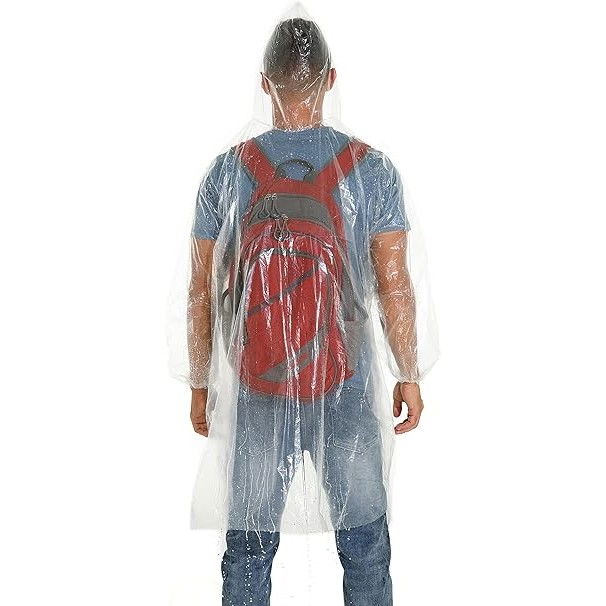 Pelerina de Ploaie, Flippy, pentru Adulti, 150 x 90 cm, Tip Poncho, Impermeabila, de Unica Folosinta, 30 g, Transparent [3]