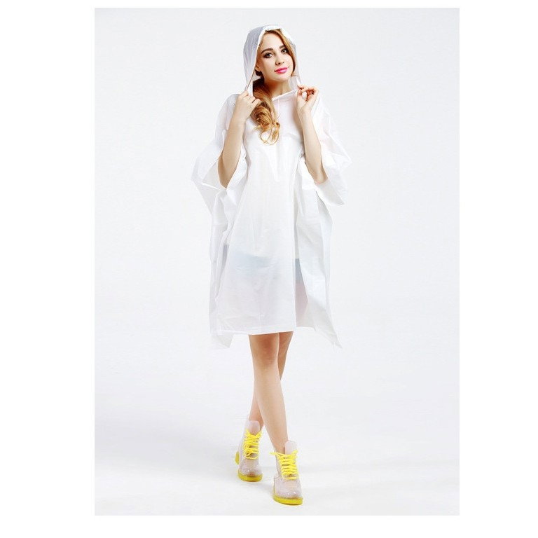 Pelerina de Ploaie, Flippy, pentru Adulti, EVA, Tip Poncho, Impermeabila, Rezistenta la Vant, Capse Laterale, 160 g, Alb [4]