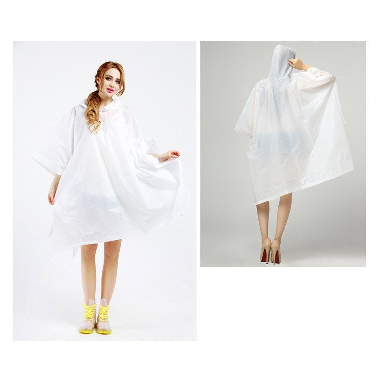 Pelerina de Ploaie, Flippy, pentru Adulti, EVA, Tip Poncho, Impermeabila, Rezistenta la Vant, Capse Laterale, 160 g, Alb [3]
