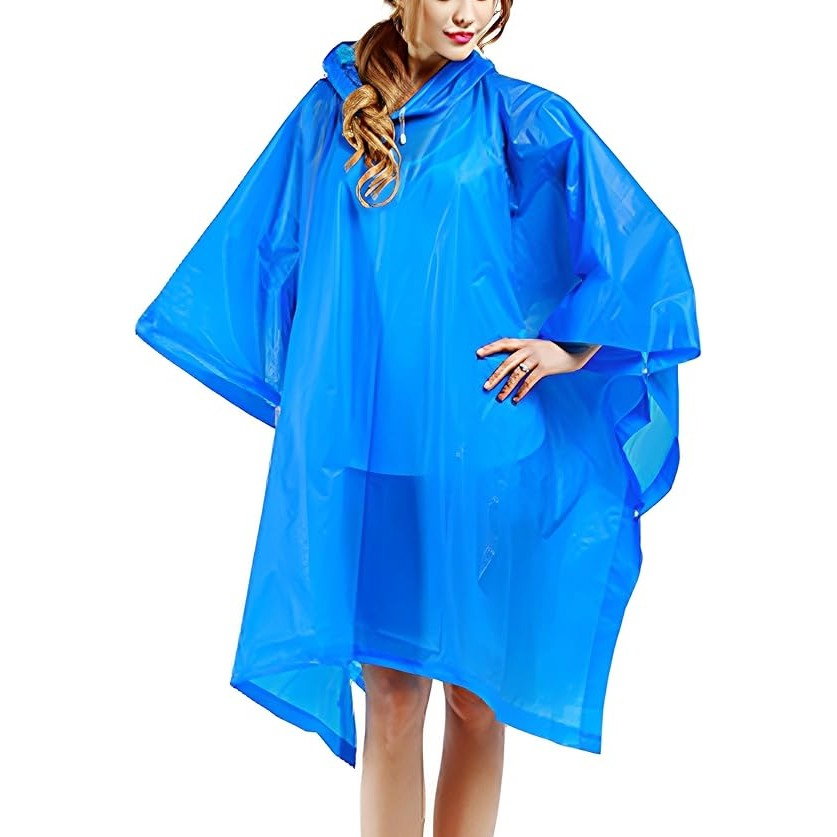Pelerina de Ploaie, Flippy, pentru Adulti, EVA, Tip Poncho, Impermeabila, Rezistenta la Vant, Capse Laterale, 160 g, Albastru [3]