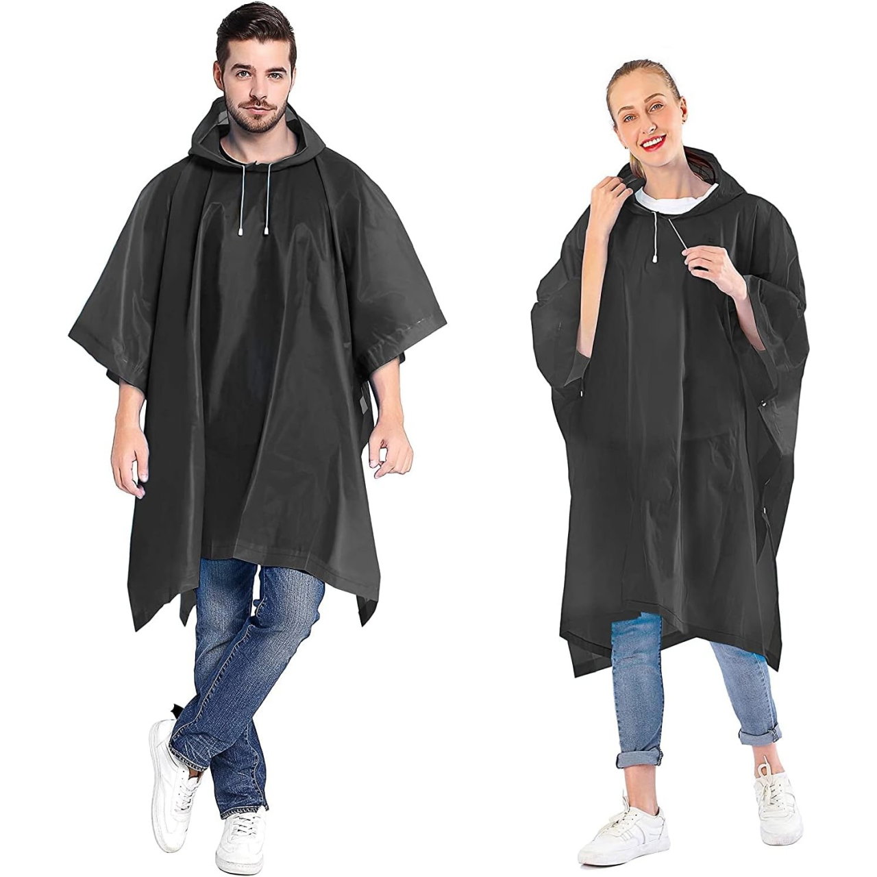 Pelerina de Ploaie, Flippy, pentru Adulti, EVA, Tip Poncho, Impermeabila, Rezistenta la Vant, Capse Laterale, 160 g, Negru [4]